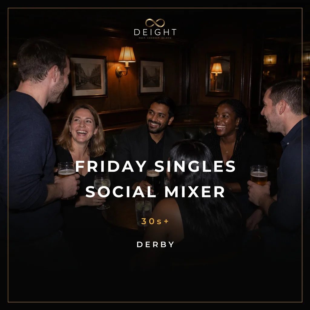 Interim DEIGHT Friday Singles Social Mixer artwork for Derby without date